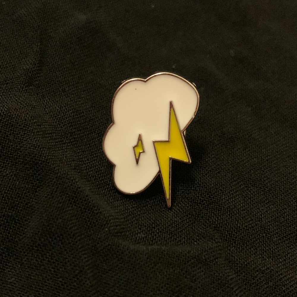 Cloud and thunderbolts enamel lapel pin